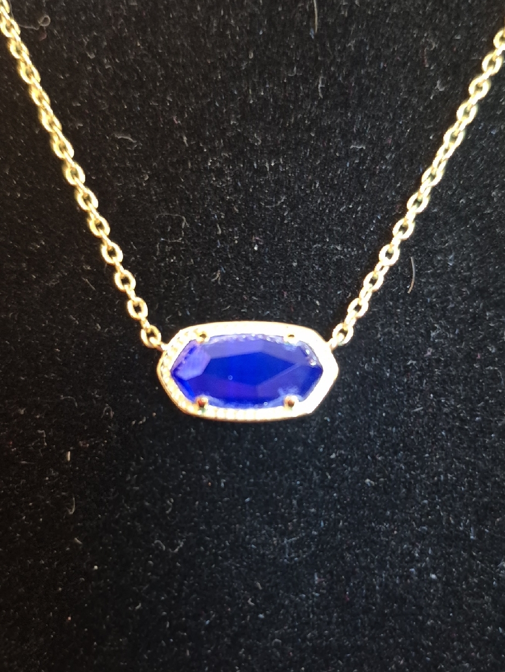 Kendra Scott Gold Necklace with Royal Blue Stone
